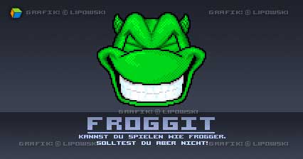 Kann man spielen wie Frogger - Sollte man aber nicht. Froggit Collectors Editon: Labyrinthus. Ein kleines HTML5 Pixel-Minigame. Froggit hat das Froschlabyrinth entdeckt. Nun gilt es die Schätze einzusammeln. Grafik © Lipowski